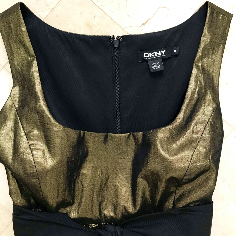 DKNY Gold Metallic Dress - Size 0 - Picture 4 of 9